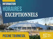﻿Piscine Tournesol : horaires exceptionnels le dimanche 14 décembre