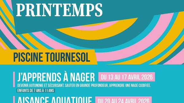 Piscine Tournesol - stages enfants vacances de printemps 