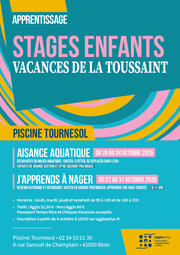 Piscine Tournesol - stages enfants vacances de la Toussaint